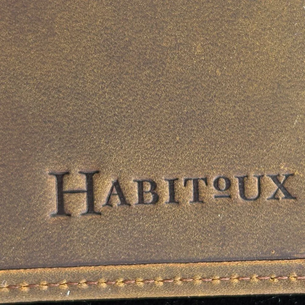 Habitoux Dark Brown Leather RFID Blocking BiFold Wallet NIB